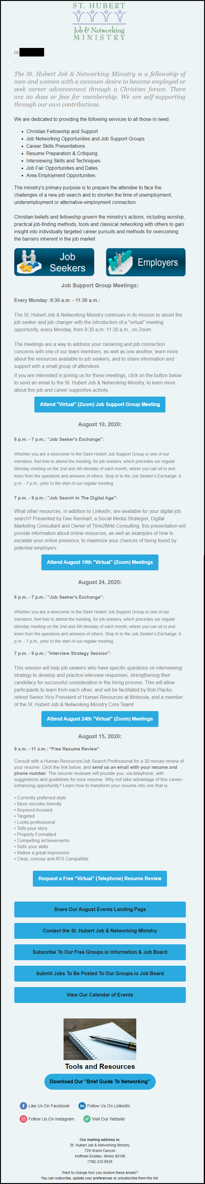 st-hubert-job-ministry-august-2020-events