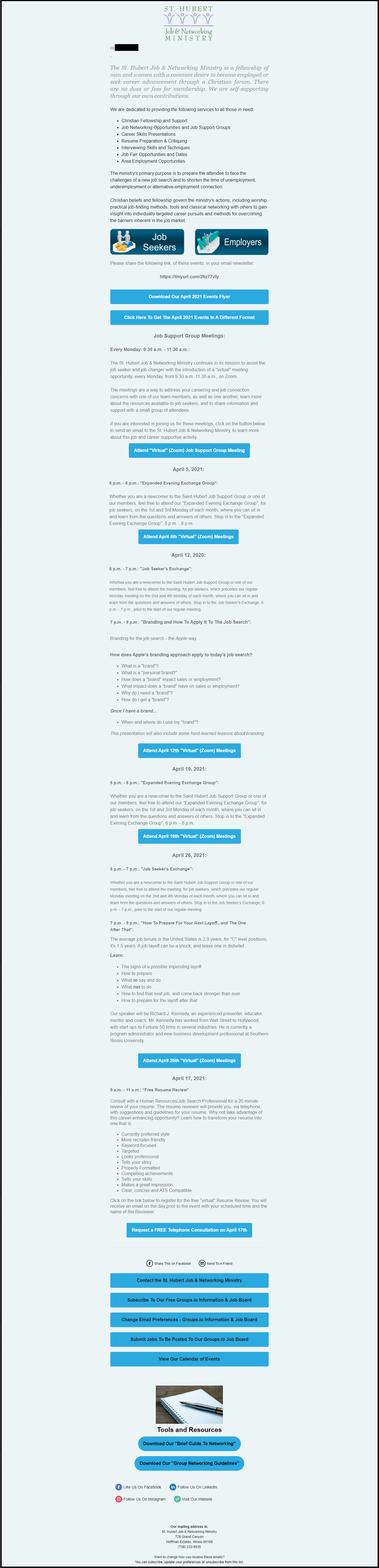 st-hubert-job-networking-ministry-april-2021-events-email-campaign