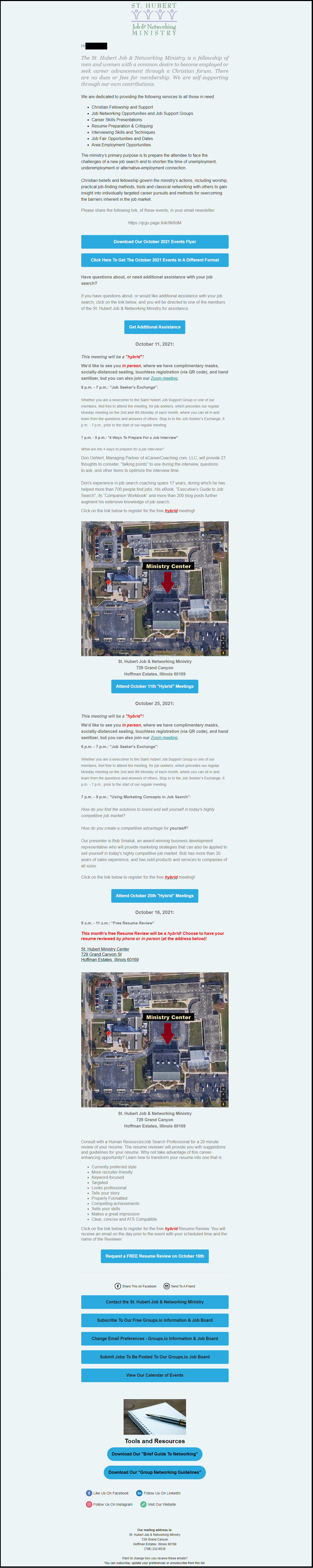 october 2021 events email campaign