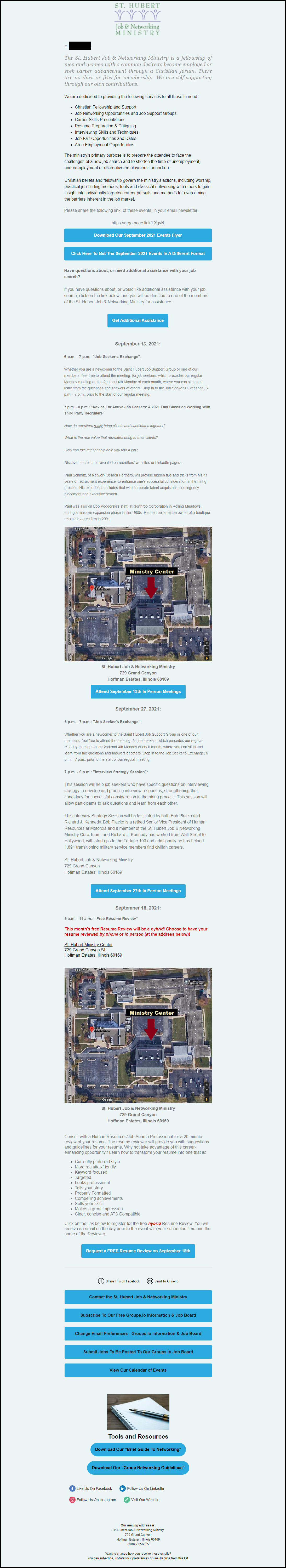 september 2021 events email campaign